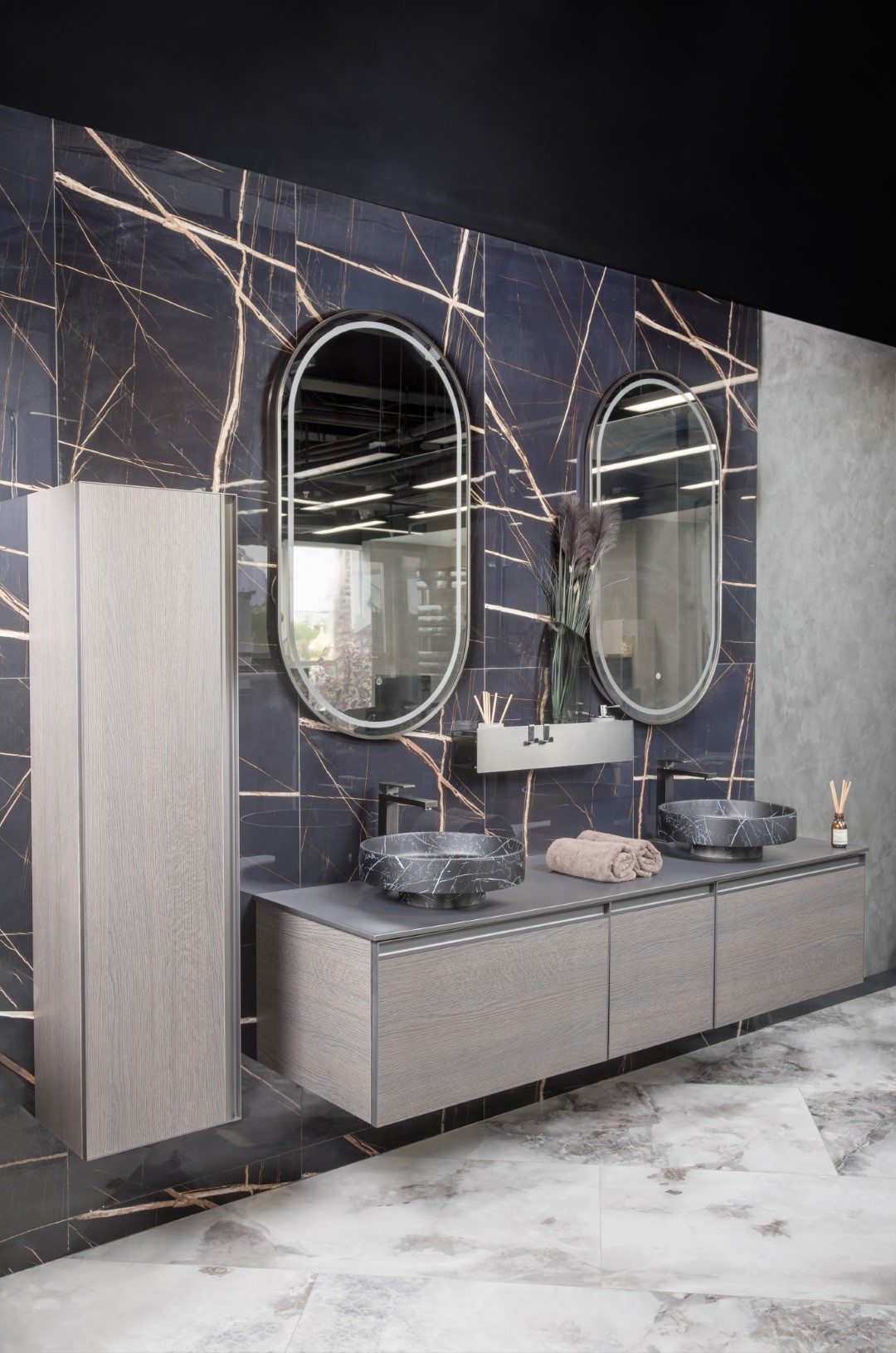 Раковина накладная Corian 400*130 Nero Marquina 801-NM