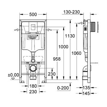 Монтажный набор для подвесного унитаза Grohe Rapid SL 38775001