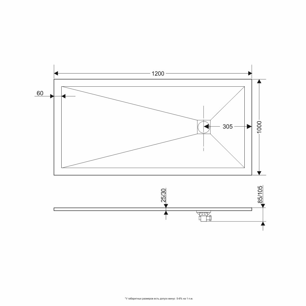 Душевой поддон прямоугольный RGW ST-W Белый  1000x1200