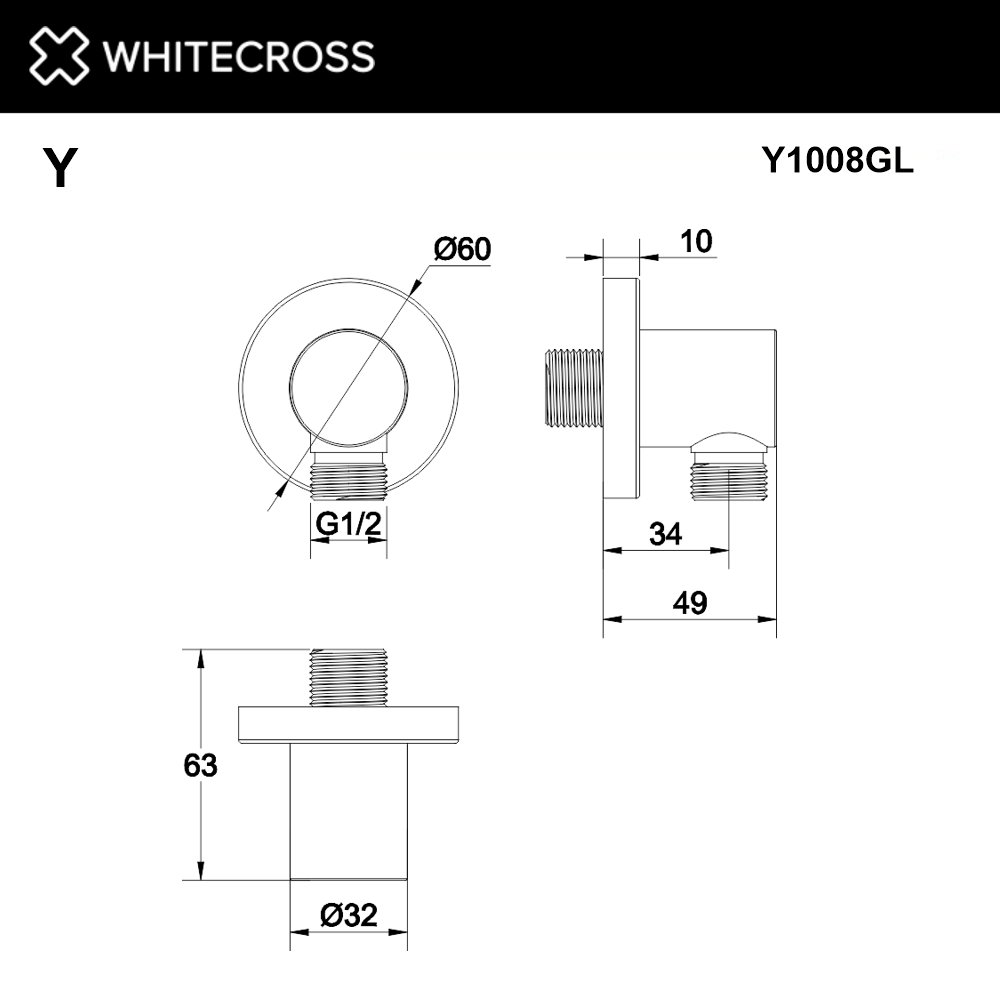 Угловой соединительный элемент WHITECROSS Y1008GL (золото)