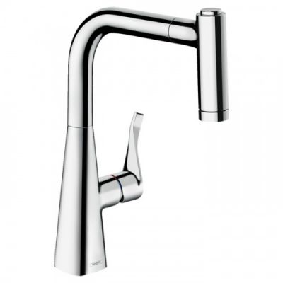 Hansgrohe Metris Смеситель  для кухни на 1 отв, поворотный и выдвижной излив 2jet, цвет: хром 14834000