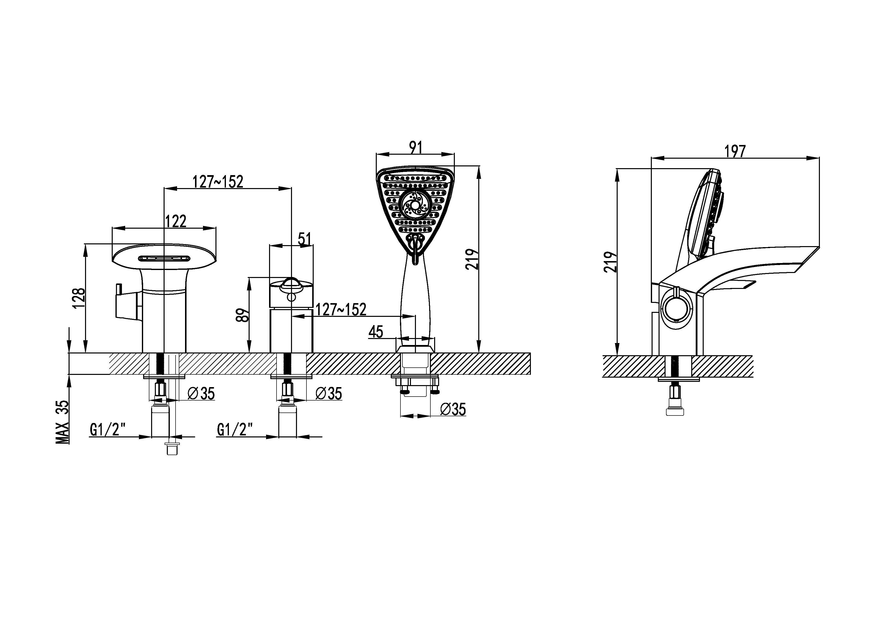 Смеситель на борт ванны Lemark Mars (LM3545C)