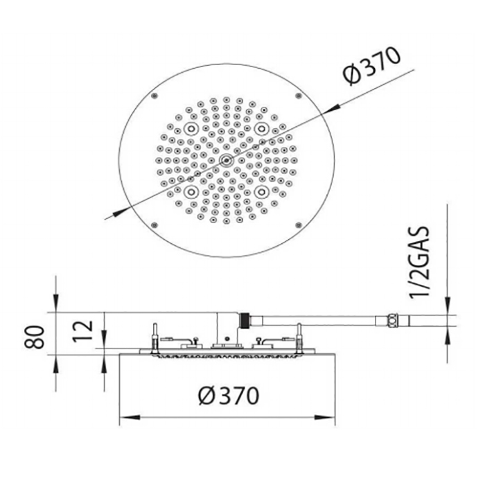 BOSSINI DREAM-OKI Верхний душ d 370 мм с 4 LED (белый), блок питания/управления, цвет: хром H37398.030