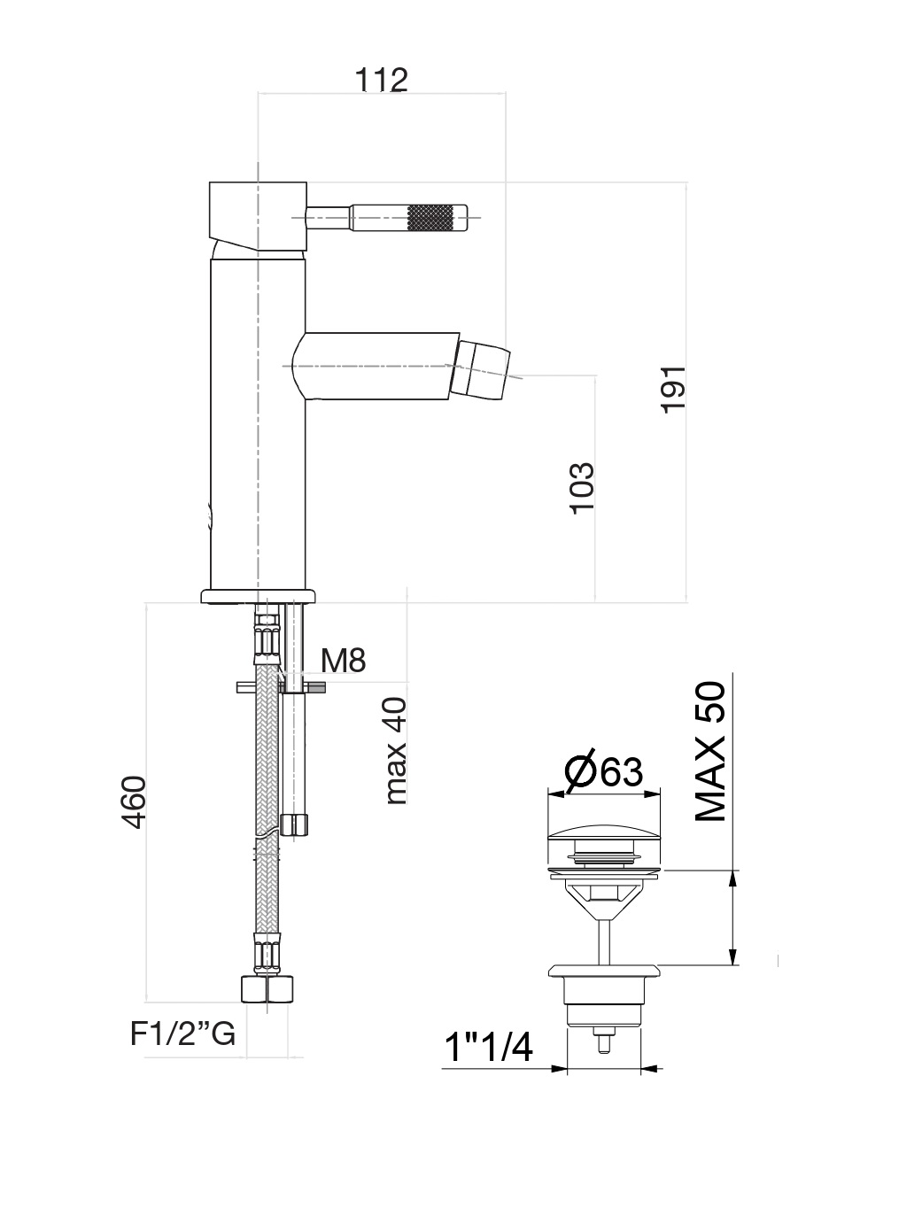 Смеситель для биде Fiore XENON 44NN5371, чёрный матовый