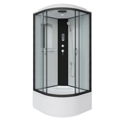 Душ.каб. NG-6707-14P (800х800х2150) высокий поддон(40см) стекло прозрачноеЕ черные профиля