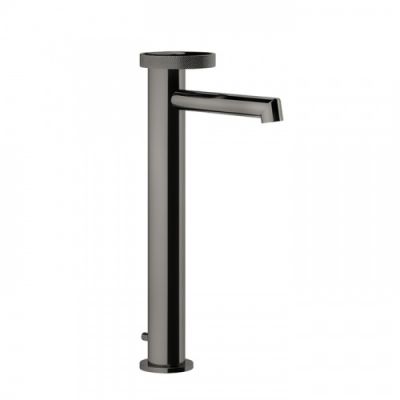 Gessi Anello Смеситель для раковины, на 1 отв., высокий, излив короткий, с донным клапаном и соединительными шлангами, цвет: Black Metal Brushed PVD 63303#707