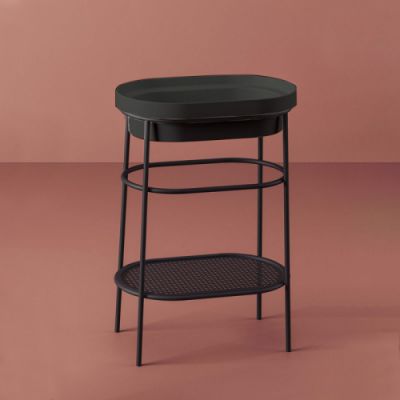 Artceram FUORI SCALA Металическая структура 36.5x58.6хh83см с раковиной без отв под смеситель, Fuori Scala ovale 59, цвет: черный матовый