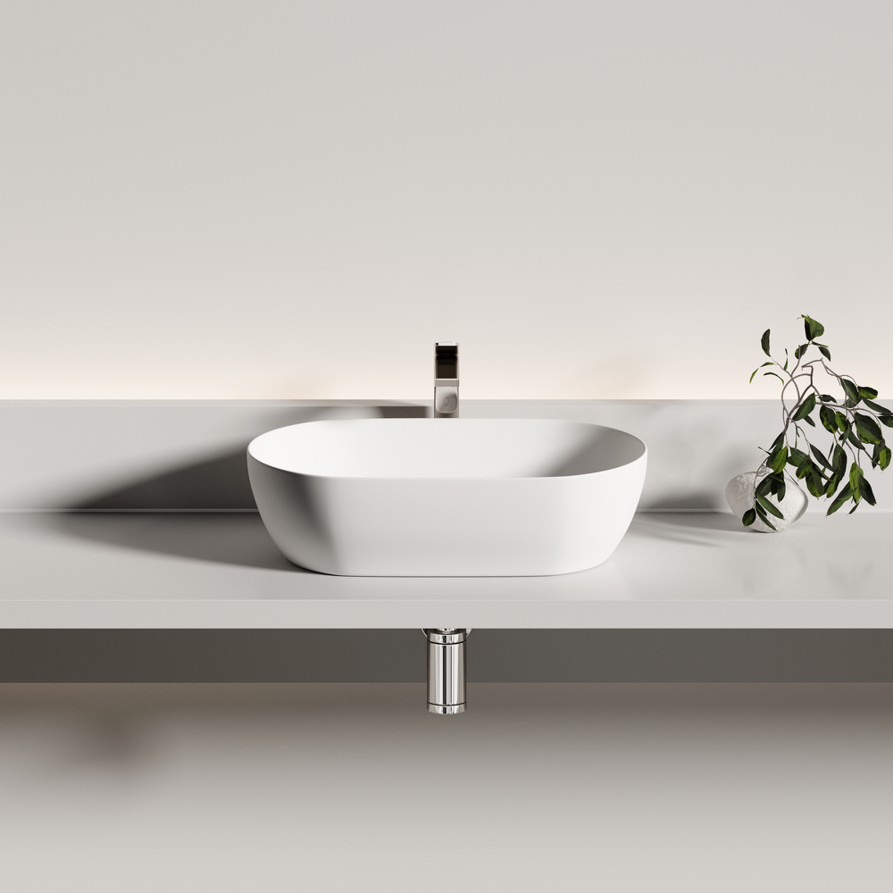 CN12001MW Ceramica Nova Раковина CERAMICANOVA Twist накладная овальной формы 500x300, белый матовый CN12001MW