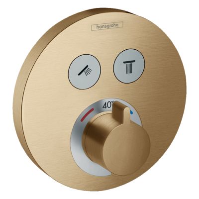 15743140 Hansgrohe ShowerSelect S Смеситель для душа, встраиваемый, термостатический, с 2 запорными кнопками, внешняя часть, цвет: шлифованная бронза