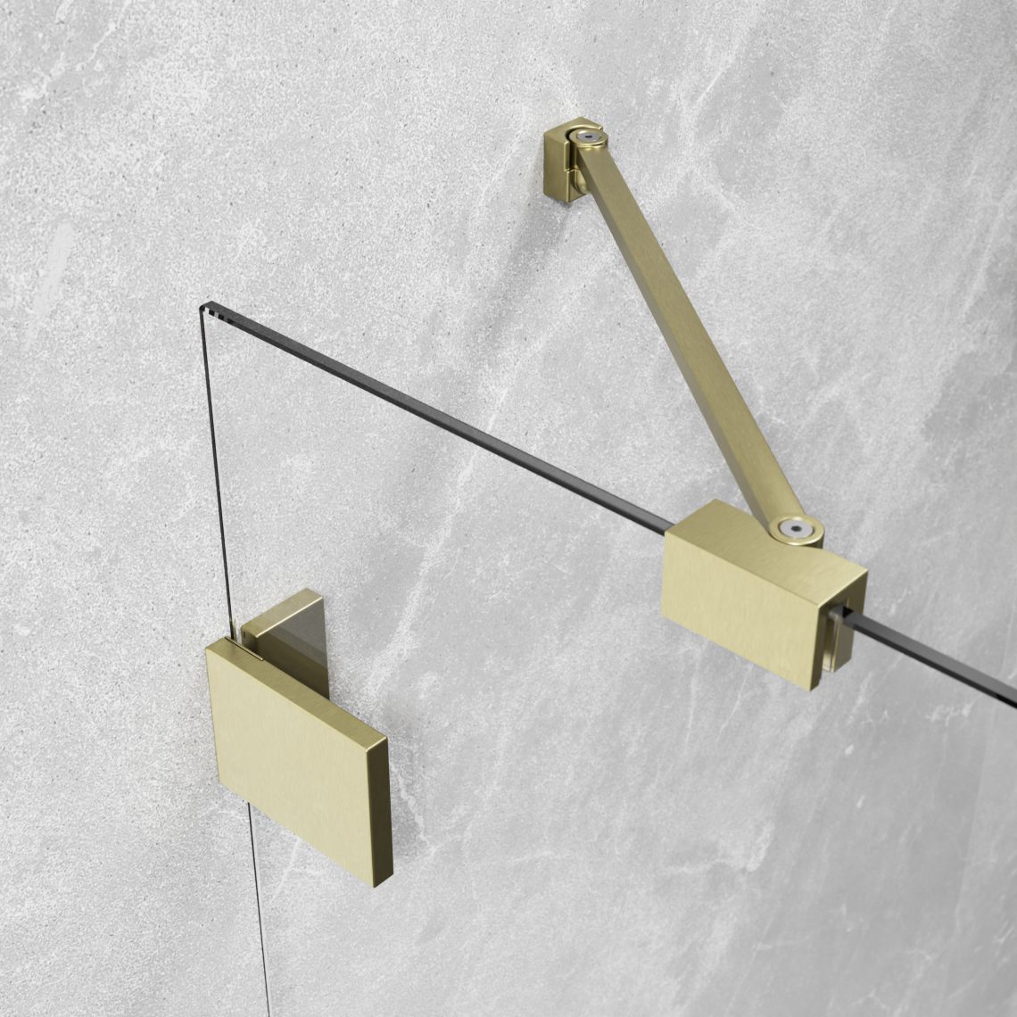 Прямоугольный душевой уголок 90X90 ESSENZA PRO BRUSHED GOLD PTJ золото брашированное