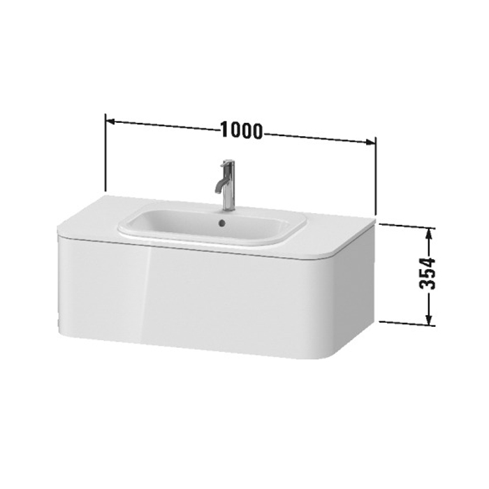 Duravit Happy D.2 Plus Тумба подвесная 100x55x35.4см, с раковиной и 1 ящиком, цвет: белый глянцевый HP031E02222