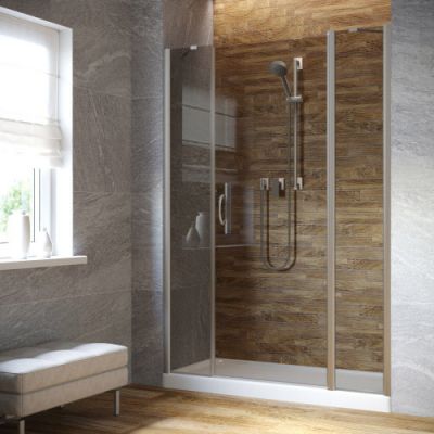 Душевая дверь в нишу  распашная  144-147 см, Vegas Glass EP-2F LUX 145 07 07 R/L, стекло тонированное, профиль матовый хром