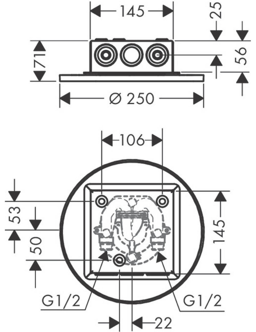 Потолочный тропический душ d250 2jet Axor Showers 35298000