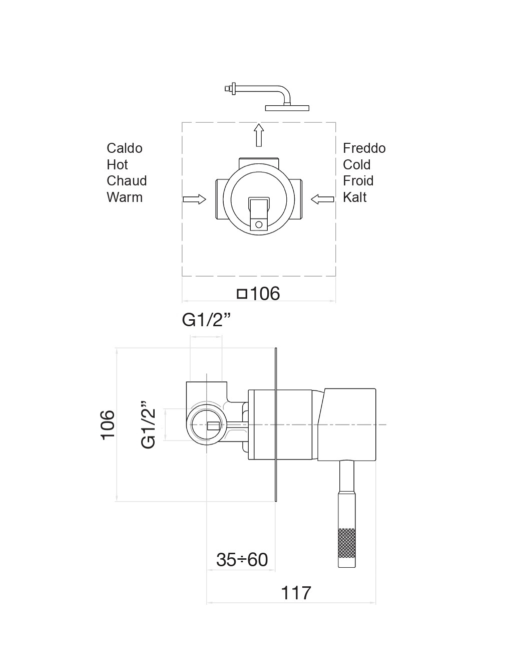 Смеситель для душа Fiore XENON 44NN7515, чёрный матовый