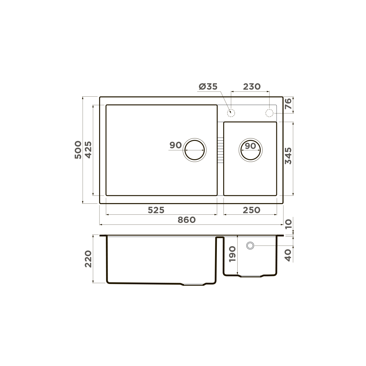 Кухонная мойка Omoikiri Tedori 86-2-LB-WH 4993935