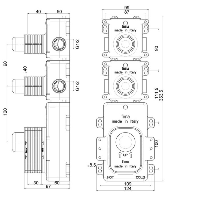 Carlo Frattini Fimathermbox, Внутренняя часть для термостатического смесителя F2462