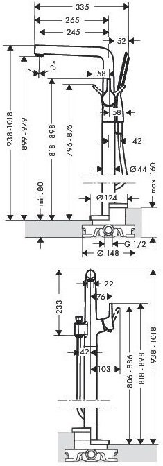 Смеситель для ванны напольный Hansgrohe Talis S 72412000