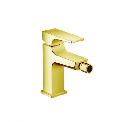 Hansgrohe Metropol Смеситель для биде на 1 отв, с донным клапаном, излив 129мм, цвет: золото 32520990