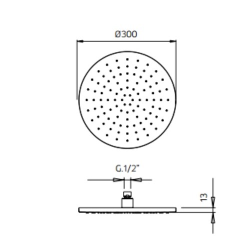 9926A738 Palazzani верхний душ, 300 мм, 1/2", чёрный матовый