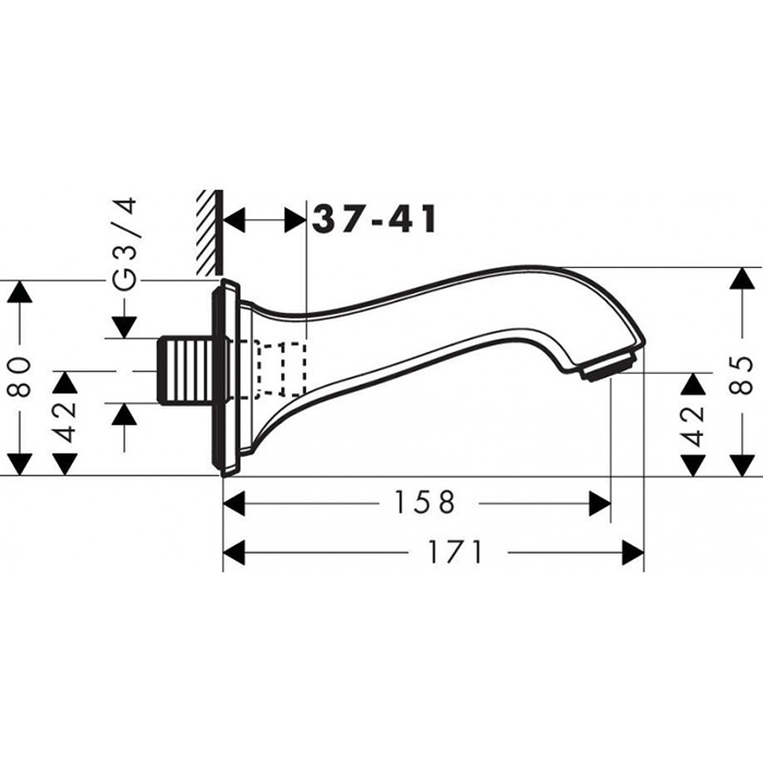 Hansgrohe Metropol Излив на ванну, настенный, 15.9см., цвет: хром/золото 13425090