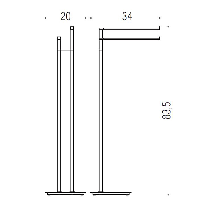 B5038.NM Colombo MiniQ Стойка для полотенец L20x34 H83,5см, цвет: чёрный матовый