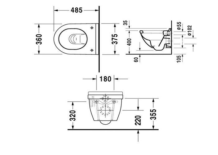 Подвесной унитаз 48 см Duravit Starck 3 2227090000