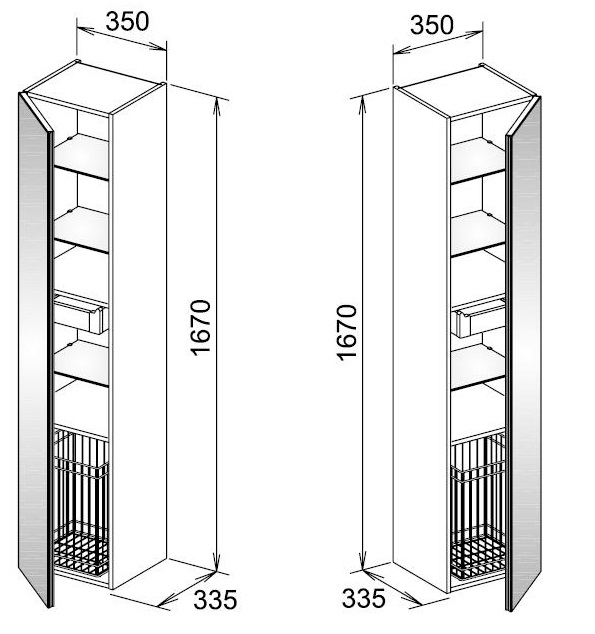 Шкаф пенал 35x167 см KEUCO Royal Reflex 34031210001 белый