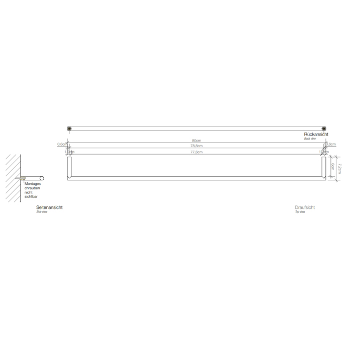 Decor Walther Mikado HTE80 Полотенцедержатель 80см, подвесной, цвет: золото 521020