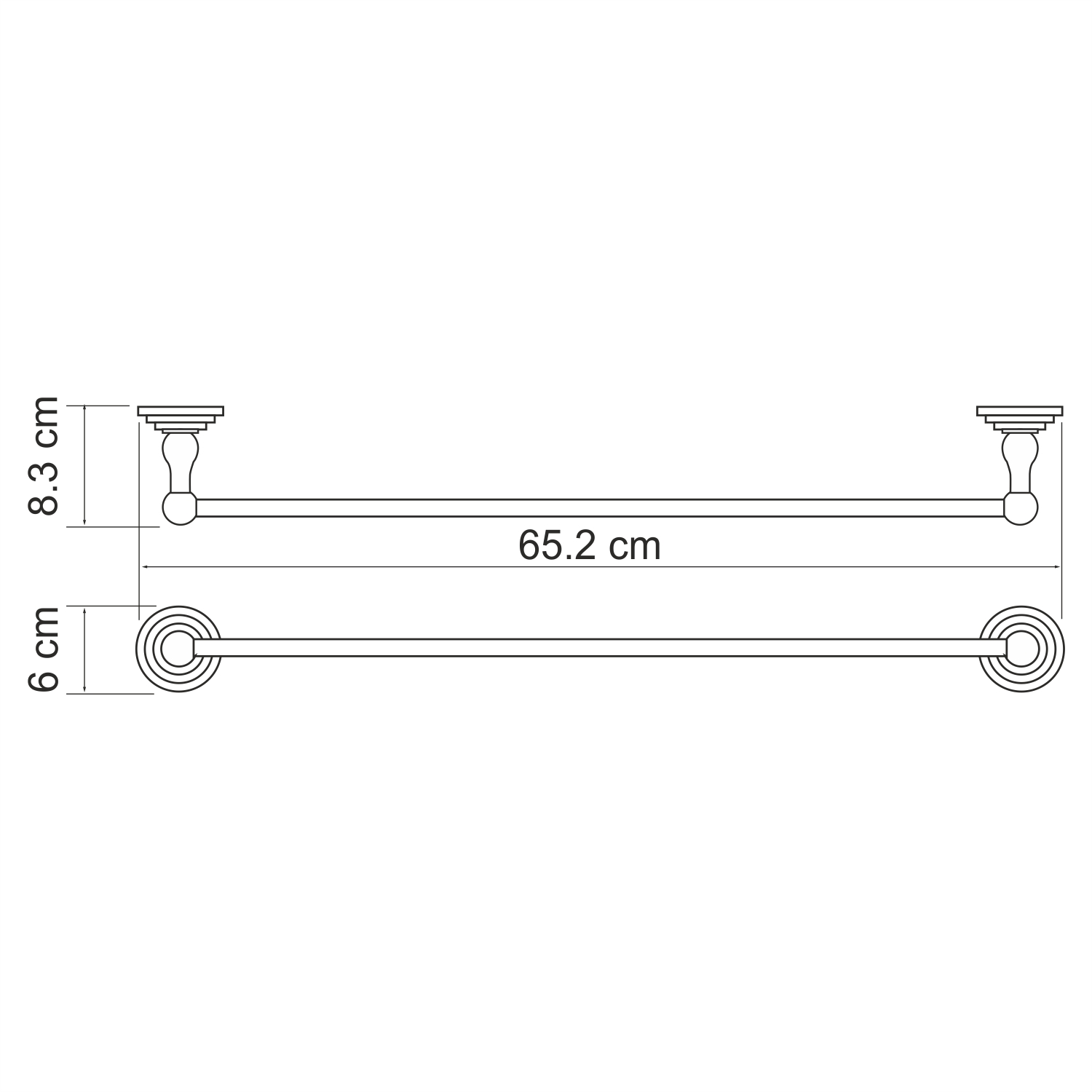 Ammer K-7030 Держатель полотенец одинарный Размеры (Ш/В/Г): 65х6х8 см