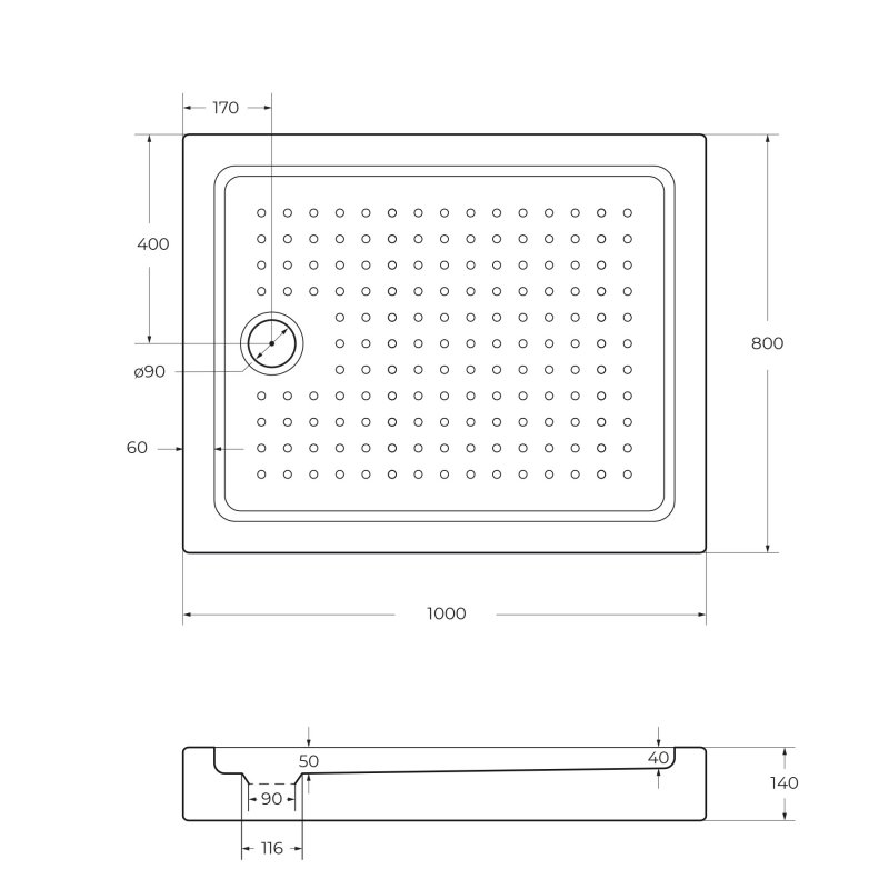 Cezares TRAY-A-AH-100/80-15-W Акриловый поддон 80x100