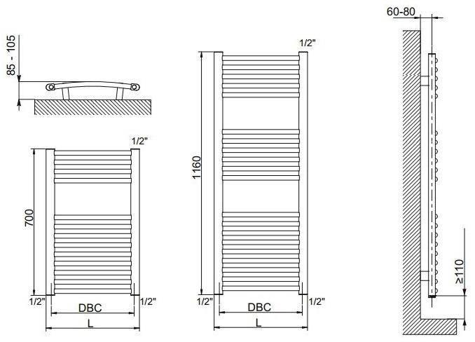 Полотенцесушитель электрический 700x500 Cordivari LISA-22 3581646100021 белый