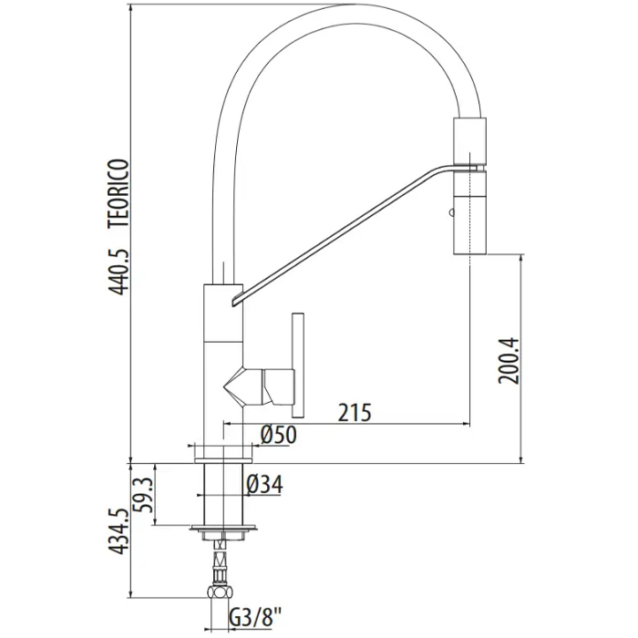 Gattoni Linea 34 Смеситель для кухни, 1 отв., цвет хром 0715/PCC0