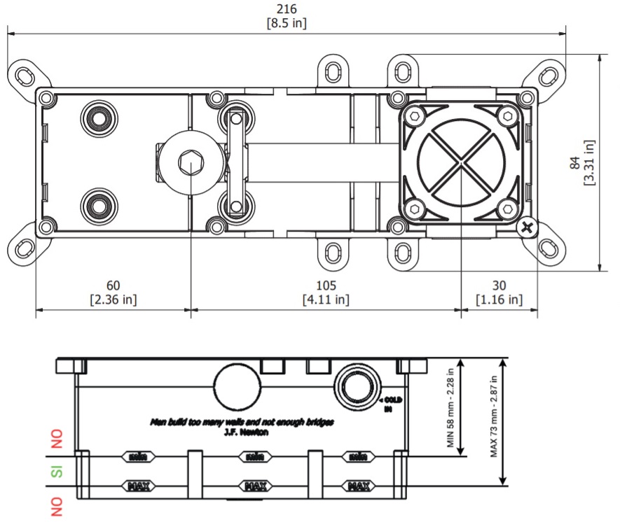 Скрытая часть встраиваемого смесителя для раковины INC206