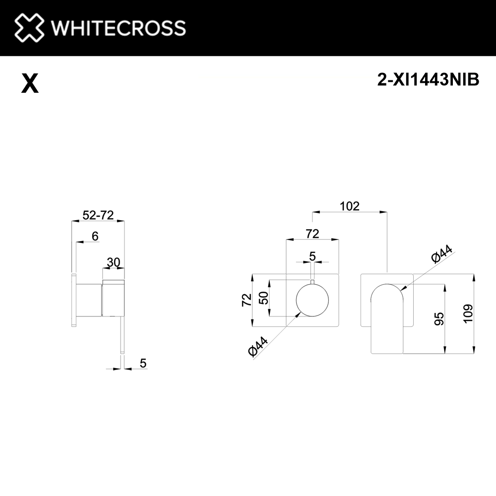Внешняя часть смесителя для душа на 3 потребителя WHITECROSS XI1443NIB (брашированный никель)