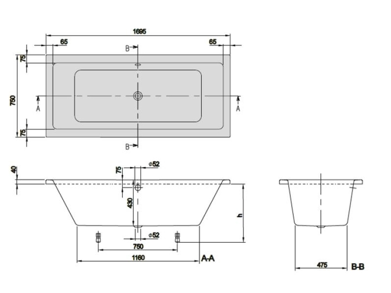 Villeroy&Boch Targa Plus Duo Ванна акриловая 170x75