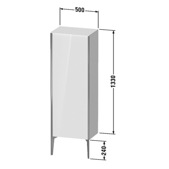 Duravit XViu Шкаф подвесной 50x36x133см с 3 стеклянными полками, (петли слева), цвет: dark brushed oak/чёрный матовый XV1326LB272