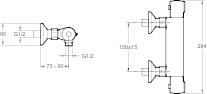Jacob Delafon JULY Термостатический настенный смеситель для душа E8455-CP