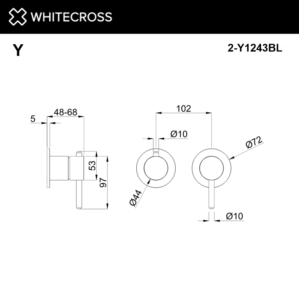 Внешняя часть смесителя для душа на 3 потребителя WHITECROSS Y1243BL (черный мат)