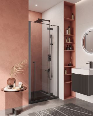 Cezares LINER-B-12-90-C-NERO-R Душевая дверь в нишу, профиль Черный