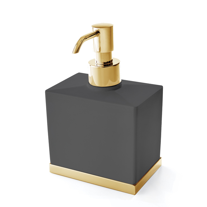 3SC Mood Deluxe Black Дозатор настольный, композит Solid Surface, цвет: чёрный матовый/золото 24к. MDN01DAGD
