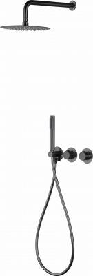 Душевой термостатический комплект, верхний душ ø25cm imex assen, black gun metal pvd