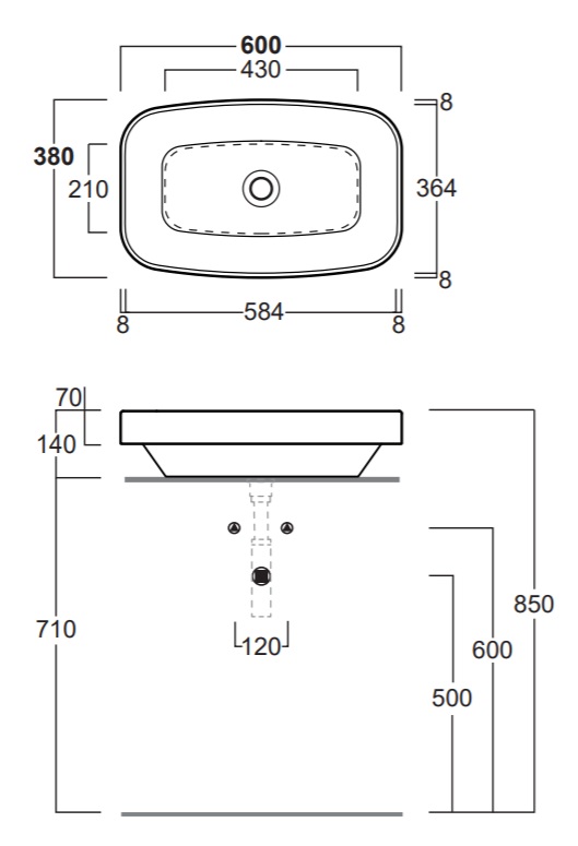 Раковина накладная 60x38 Simas Baden Baden BB11