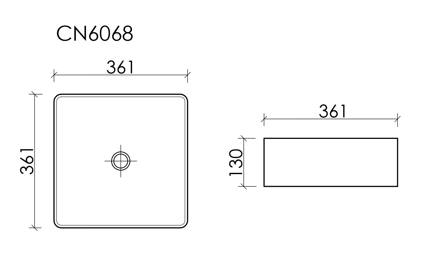 CN6068MB Ceramica Nova Раковина накладная квадратная 361x361x130, цвет черный матовый
