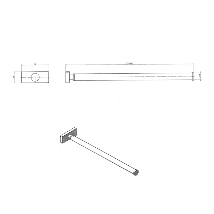 Decor Walther DW 730 Полотенцедержатель 53см, подвесной, цвет: хром 507300