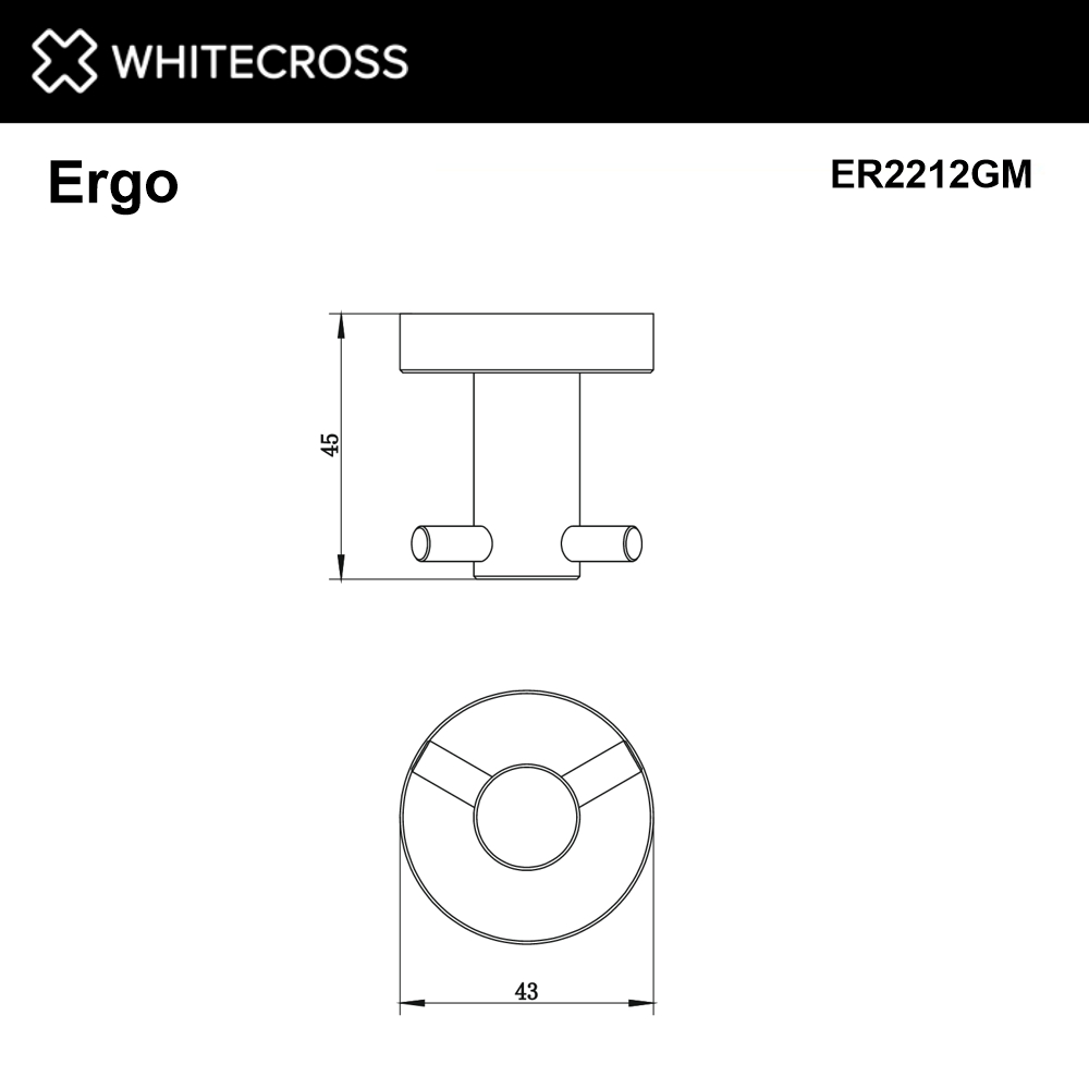 Крючок двойной WHITECROSS Ergo ER2212GM (оружейная сталь)