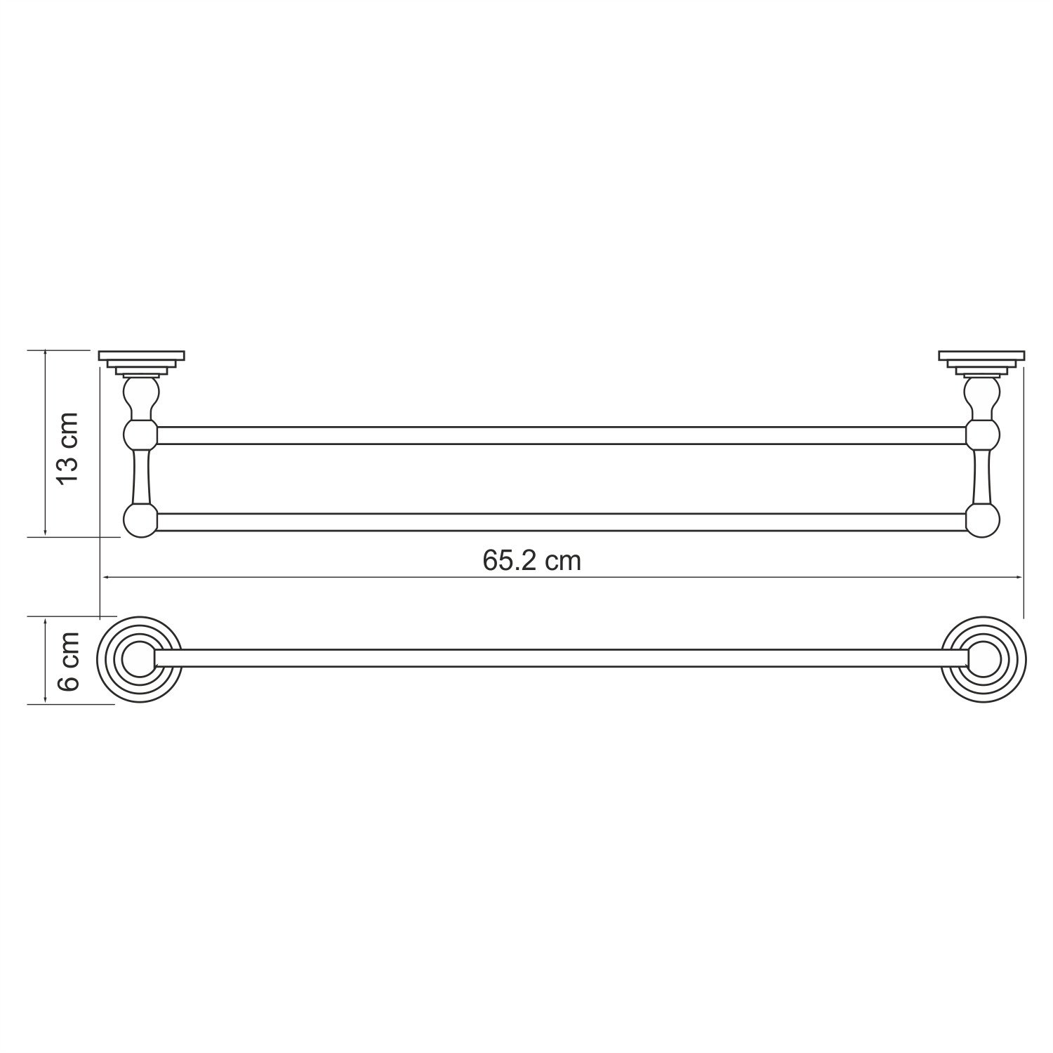 Ammer K-7040 Держатель полотенец двойной Размеры (Ш/В/Г): 65х6х13 см