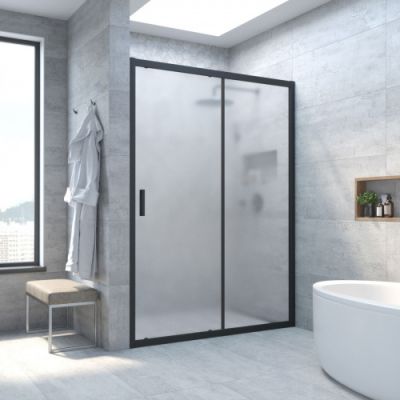Душевая дверь в нишу  раздвижная 103-108 см, Vegas Glass ZP NOVO 105 02М 10 стекло матовое, профиль черный матовый