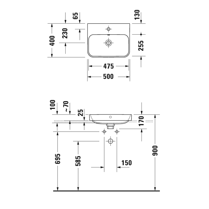 Duravit Happy D.2 Plus Раковина накладная, 50х40см., без отв., выпуск с керамической крышкой, WonderGliss, цвет: Anthracite matt 23605013001