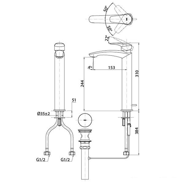 TLG09305R TOTO GM Смеситель для накладной раковины
