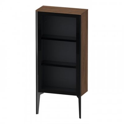 Duravit XViu Шкаф подвесной со стеклянной дверью 50x24x89см, 2 стеклянные полки (петли справа), цвет: walnut dark/черный матовый XV1361RB221